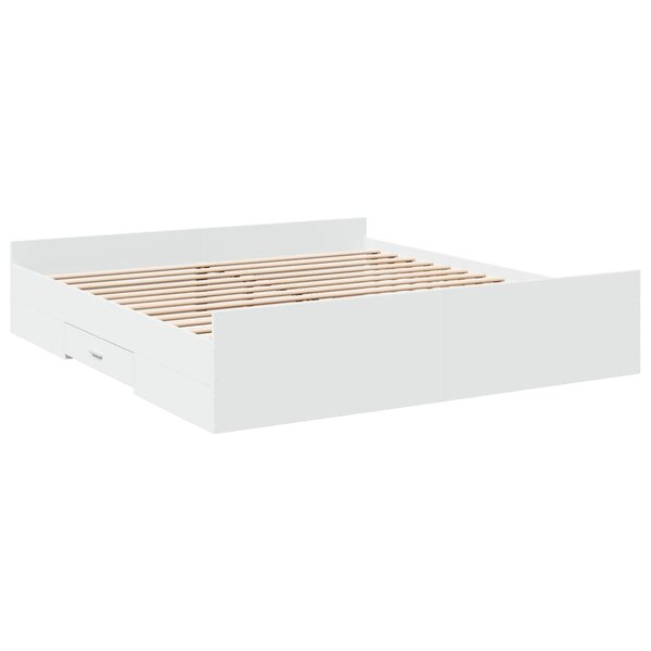 vidaXL Cadre de lit avec tiroirs blanc 180x200 cm bois d'ingénierie