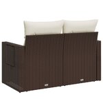 vidaXL Canapé de jardin avec coussins 2 places marron résine tressée