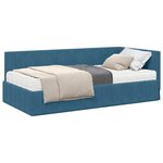 vidaXL Cadre de lit d'angle avec matelas 2 pc Bleu 90 x 200 cm Velours