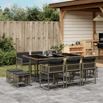 vidaXL Ensemble à manger de jardin 11Pièces avec coussins gris poly rotin