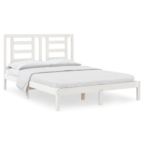 vidaXL Cadre de lit sans matelas blanc 140x190 cm bois de pin massif