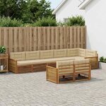 vidaXL Ensemble de canapés d'extérieur 8 pc Naturel et Beige