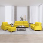 vidaXL Ensemble de canapés 4 Pièces avec coussins Jaune clair Tissu
