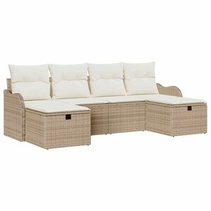 vidaXL Ensemble de Canapés avec coussin 6 Pièces Beige et crème polyrotin