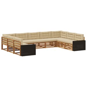 vidaXL Ensemble de canapés d'extérieur 9 pc Naturel et Beige