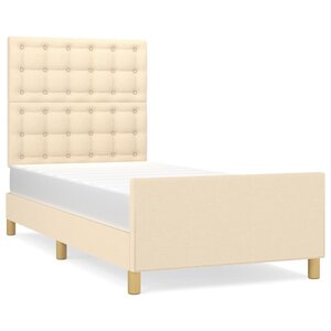 vidaXL Cadre de lit sans matelas avec tête de lit crème 80x200cm tissu