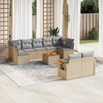 vidaXL Salon de jardin avec coussins 10 Pièces beige résine tressée