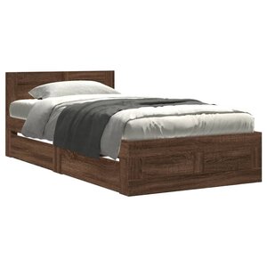 vidaXL Cadre de lit et tête de lit sans matelas chêne marron 75x190 cm