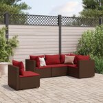 vidaXL Salon de jardin 5 Pièces avec coussins Marron Résine tressée