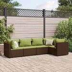 vidaXL Salon de jardin 5 Pièces avec coussins Marron Résine tressée