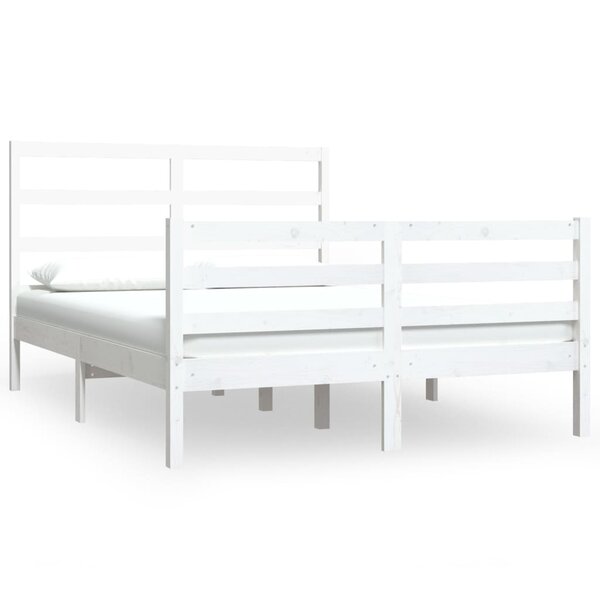 vidaXL Cadre de lit Blanc Bois de pin massif 140x190 cm