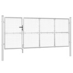 vidaXL Portal de jardin maille argenté 350x175 cm acier galvanisé