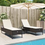 vidaXL Chaises longues avec coussins lot de 2 marron résine tressée