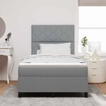 vidaXL Lit à ressort avec matelas et lumière LED grise  120 x 200 cm  tissu.