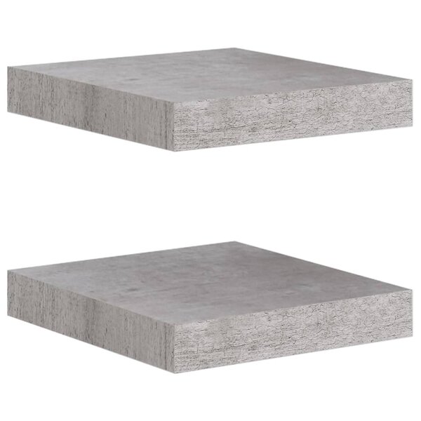 vidaXL Étagères murales flottantes 2 Pièces gris béton 23x23 5x3 8 cm MDF