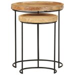 vidaXL Ensemble de table basse 2 Pièces bois de manguier massif et acier
