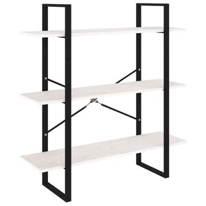 vidaXL Bibliothèque à 3 niveaux Blanc 100x30x105 cm Bois de pin massif