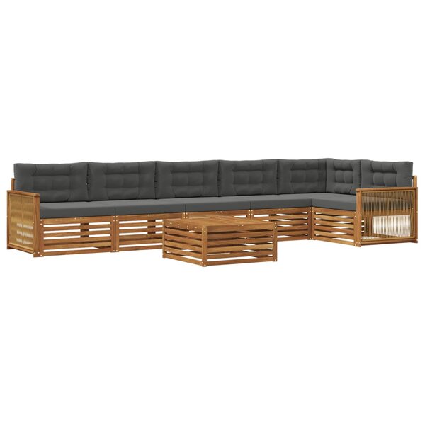 vidaXL Ensemble de canapés d'extérieur 7 pc Naturel et Anthracite