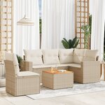 vidaXL Salon de jardin avec coussins 6 Pièces beige résine tressée