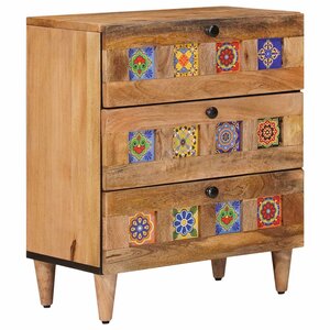 vidaXL Cabinet de chevet Naturel 50 x 33 x 62 cm Bois de mangue massif