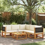 vidaXL Salon de jardin avec coussins 6 Pièces bois d'acacia solide