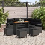 vidaXL Ensemble de canapé de jardin avec coussin 9 Pièces Noir Poly rotin