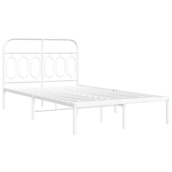 vidaXL Cadre de lit métal avec tête de lit blanc 120x200 cm