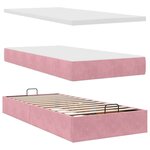 vidaXL Cadre de lit ottoman avec matelas rose 100x200 cm velours