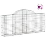 vidaXL Paniers à gabions arqués 9 Pièces 200x30x80/100 cm Fer galvanisé