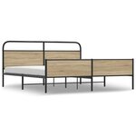 vidaXL Cadre de lit en métal sans matelas chêne fumé 193x203 cm