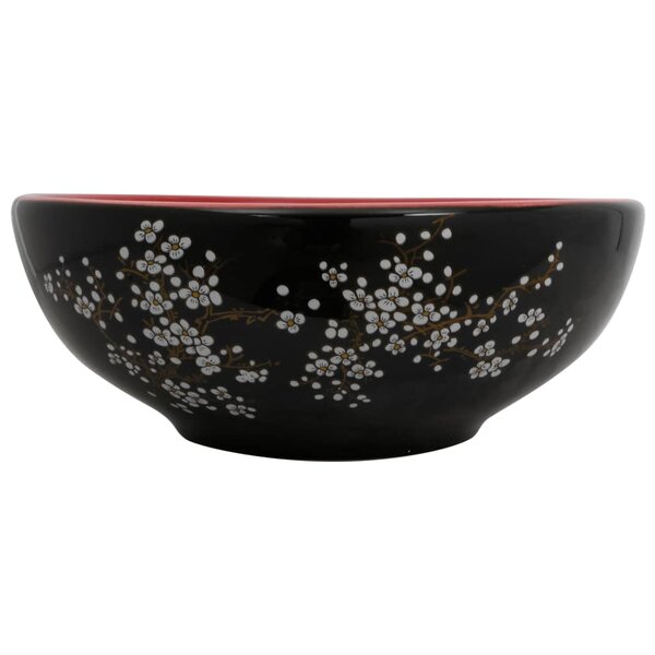 vidaXL Vasque à poser noir et rouge rond Φ41x14 cm céramique