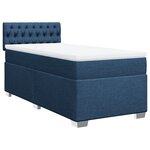 vidaXL Sommier à lattes de lit avec matelas Bleu 90x200 cm Tissu