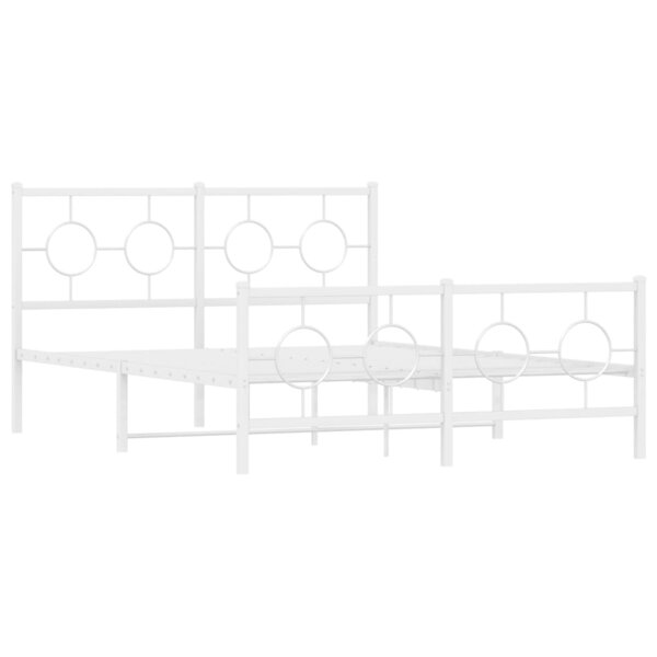 vidaXL Cadre de lit métal avec tête de lit/pied de lit blanc 140x190cm