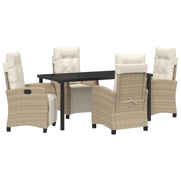 vidaXL Ensemble de salle à manger pour jardin 5 Pièces Beige polyrotin