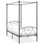 vidaXL Cadre de lit à baldaquin sans matelas gris métal 90x200 cm