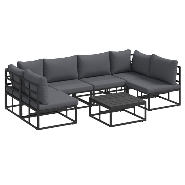vidaXL Ensemble de canapé de jardin 7 pc Noir Aluminium