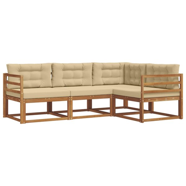 vidaXL Ensemble de canapés d'extérieur 4 pc Naturel et Beige