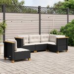 vidaXL Salon de jardin 5 Pièces avec coussins noir résine tressée