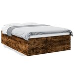 vidaXL Cadre de lit sans matelas chêne fumé 135x190 cm
