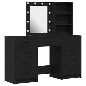 vidaXL Table de Toilette avec tiroir 3 Pièces Noir Bois d'ingénierie