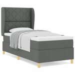 vidaXL Lit à ressorts avec matelas gris foncé 90x200 cm Tissu