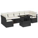 vidaXL Ensemble de canapé de jardin avec coussin 8 Pièces Noir et crème