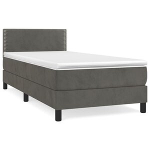 vidaXL Sommier à lattes de lit et matelas Gris foncé 80x200 cm Velours