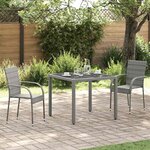 vidaXL Chaises empilables d'extérieur lot de 2 Gris Résine tressée