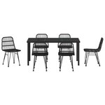 vidaXL Ensemble de salle à manger pour jardin 7 Pièces Noir Poly rotin