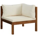 vidaXL Salon de jardin 6 Pièces avec coussin crème Bois d'acacia solide
