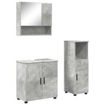 vidaXL Ensemble de mobilier de salle de bain 3 Pièces Gris béton