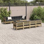 vidaXL Salon de jardin 9 Pièces avec coussins bois de pin imprégné