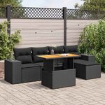 vidaXL Salon de jardin 6 Pièces avec coussins noir résine tressée