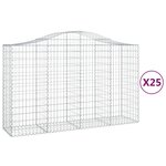 vidaXL Paniers à gabions arqués 25 Pièces 200x50x120/140 cm Fer galvanisé